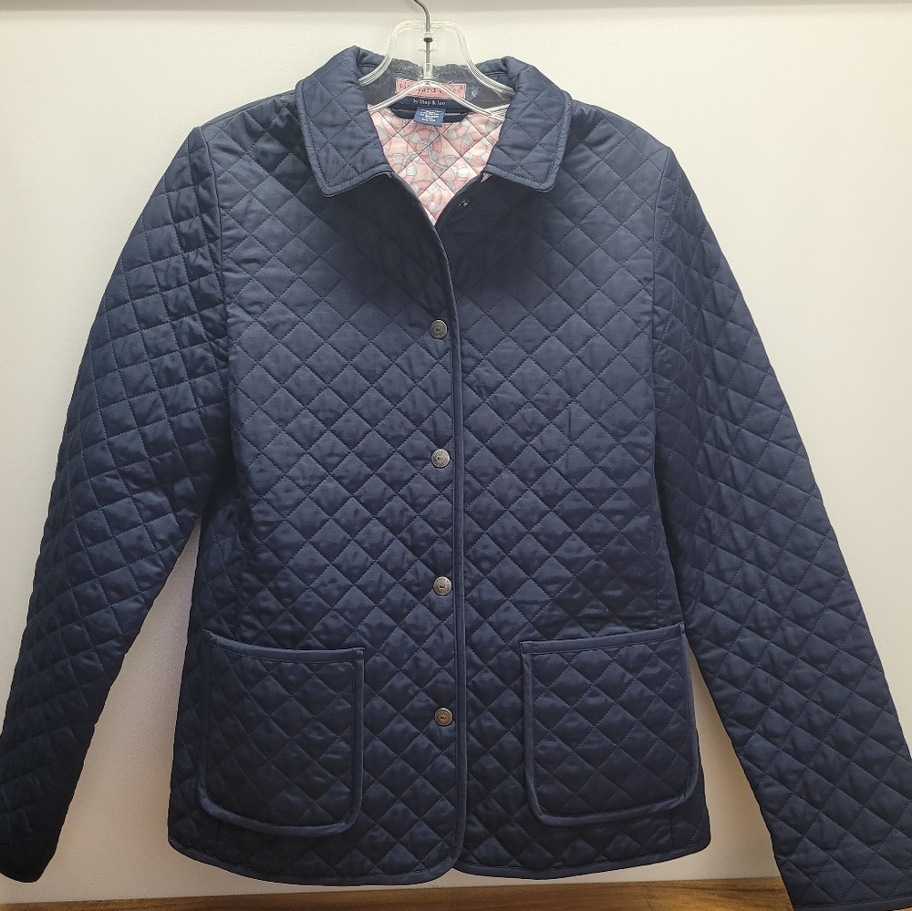 Vineyard Vines Shep & Ian Quilted Coat Lightweight Jacket S, navy blue
